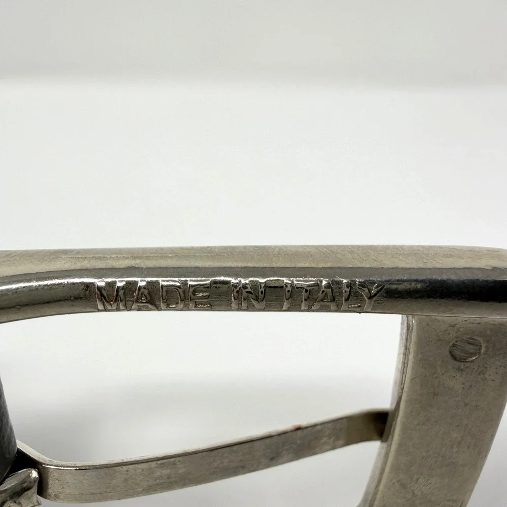 Vera Pelle Gray Leather Belt Men's‎ Size 37–41 Silver Buckle Made in Italy